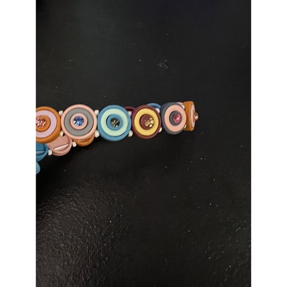 Multicolor Rhinestones Rubber over Metal Strechy Bracelet - Picture 3 of 6
